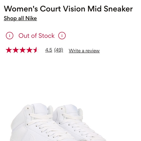 Nike Women's Court Vision White Mid-Top Sneakers - Picture 6 of 8
